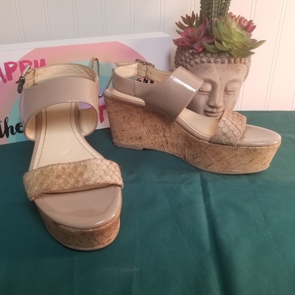 Calvin Klein Shoes - *FS*  Calvin Klein "Loriann" Beige Leather Wedges